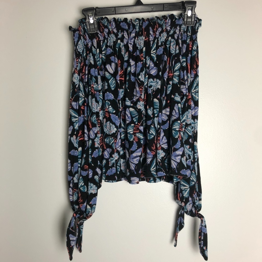 ! We The Free Floral Lexington Off The Shoulder Tie Top Women Size XS